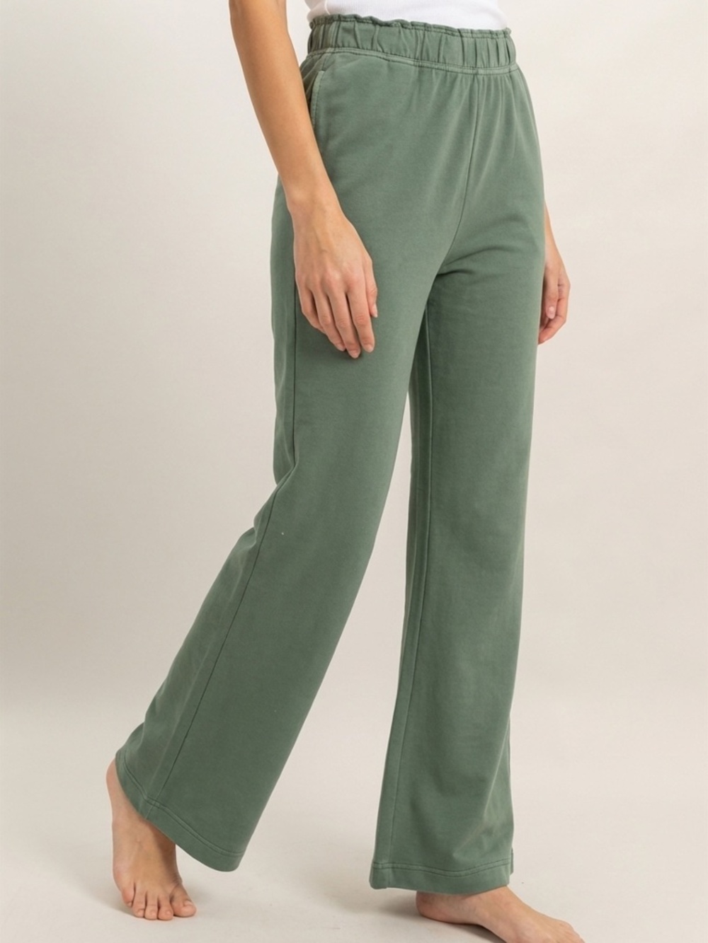311 - Cotton Wide Leg Pants in Dusty Teal